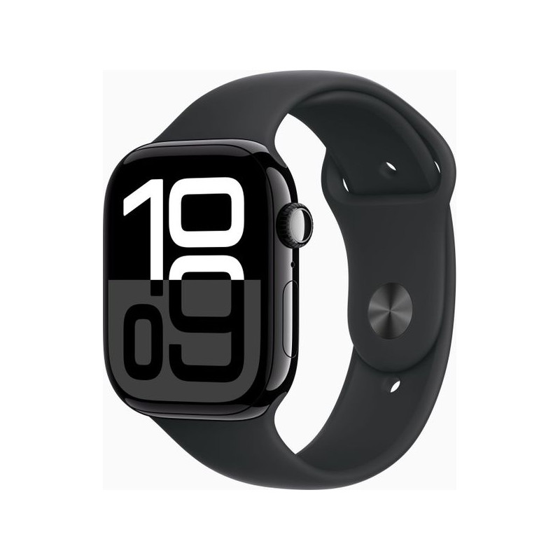 Apple Watch 10 46mm GPS + Cellular Aluminium Jet Black avec Black Sport Band M/L MWY43